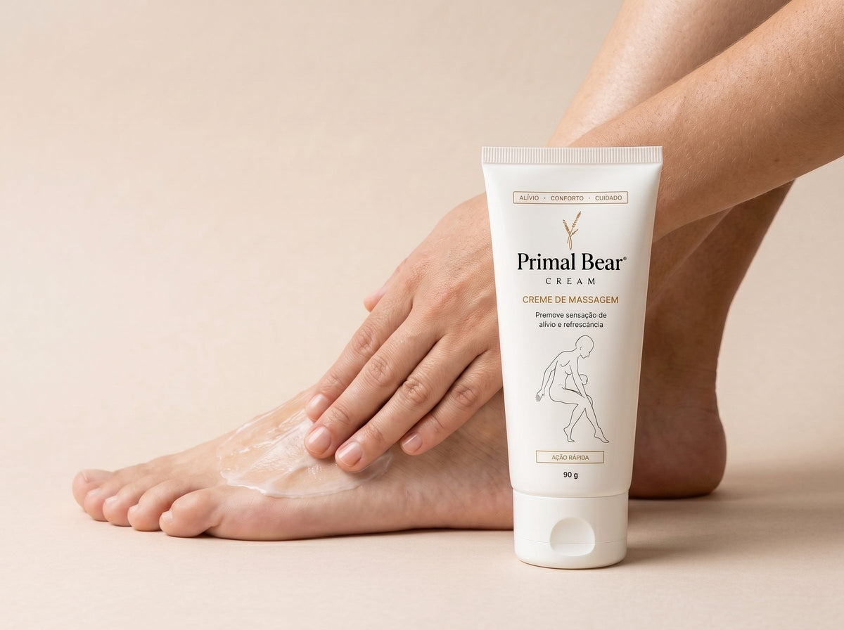 Primal Bear Cream applied to foot, targeted relief